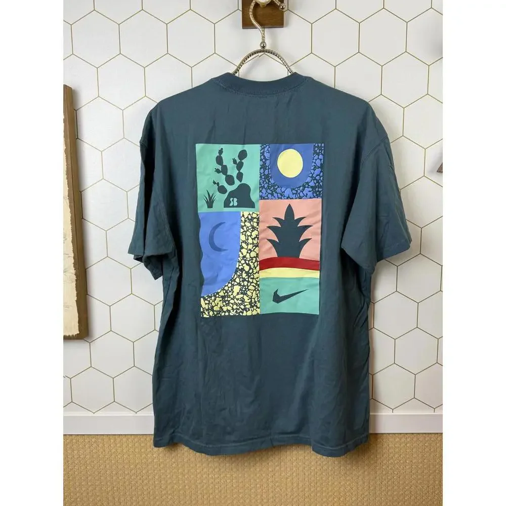 Nike Men's Nike Blue Loose Alphabet Logo Geometry Pattern Tee - Size - Medium - Picture 2 of 6